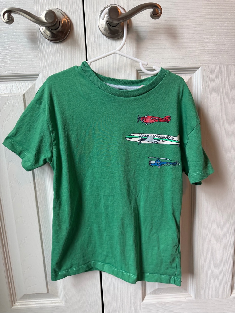 Mini Boden Green Short-Sleeve Tee with Airplane Motif